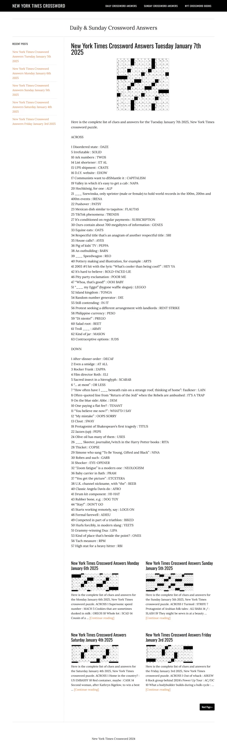New York Times Crossword Portfolio